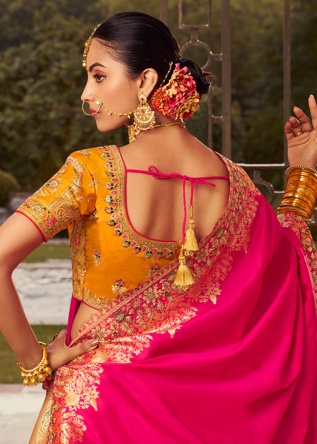 Multicolour Banarasi Silk Embroidered Lehenga