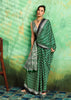 Forest Green Printed Satin Silk Saree