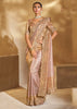 Pink Gold Designer Embroidered Silk Saree