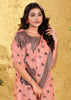 Peach Pink Woven Linen Silk Saree