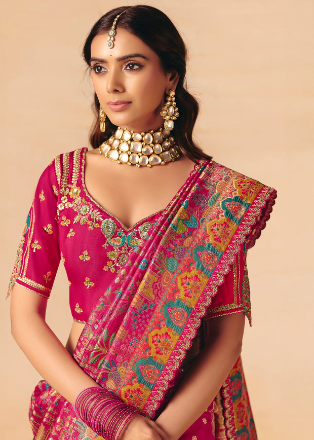 Princess Pink Designer Embroidered Saree