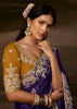 Grape Violet Embroidered Designer Organza Saree