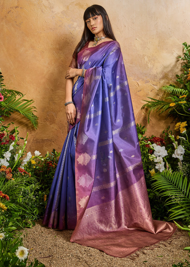 Lavender Purple Woven Banarasi Silk Saree