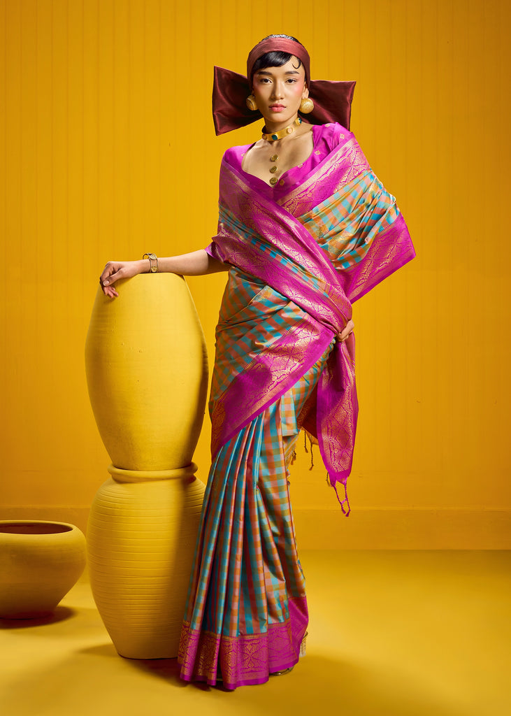 Teal Green Banarasi Silk Saree
