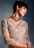 Powder Grey Designer Silk Saree