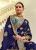 Royal Blue Woven Banarasi Designer Silk Saree With Contrast Blouse