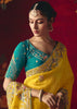 Bright Yellow Designer Embroidered Saree