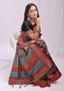 Phantom Black Woven Linen Cotton Saree