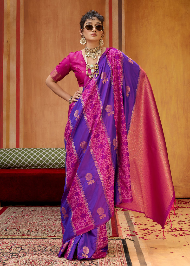 Shades Of Purple Woven Banarasi Silk Saree