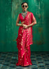 Bright Red Woven Banarasi Satin Silk Saree