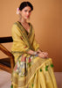Lemon Yellow Woven Cotton Saree