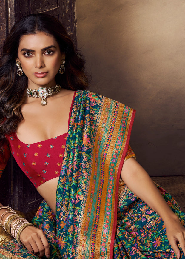 Navy Blue Woven Soft Silk Saree