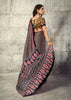 Black Printed Satin Silk Saree