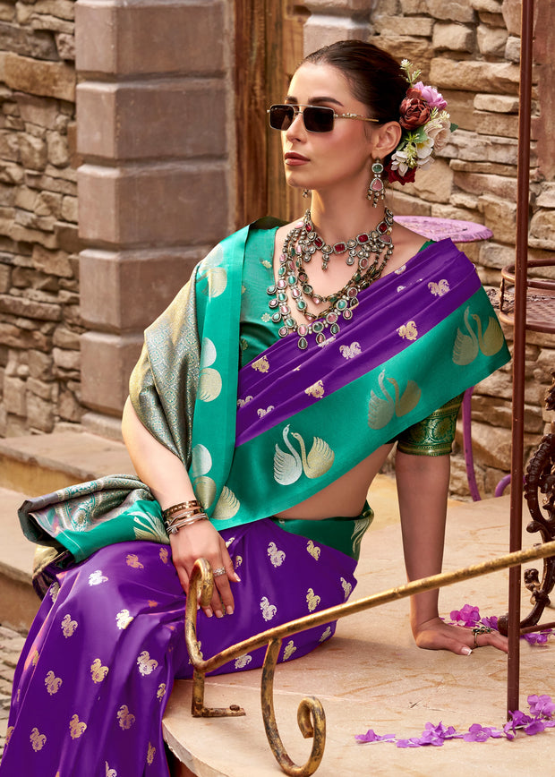 Royal Purple Banarasi Satin Silk Saree