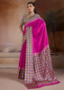 Rani Pink Printed Satin Silk Saree