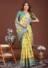 Lamon Yellow Woven Cotton Linen Silk Saree