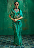 Marine Green Woven Banarasi Satin Silk Saree