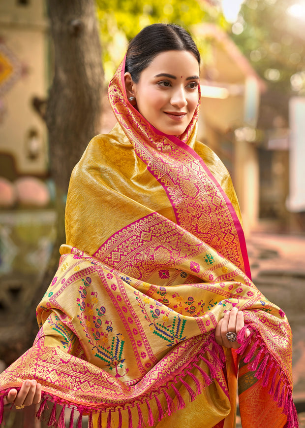 Haldi Yellow Woven Kanjivaram Silk Saree