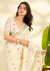Off White Woven Linen Silk Saree