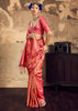 Coral Pink Woven Kanjivaram Silk Saree