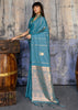 River Blue Woven Banarasi Satin Silk Saree
