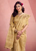 Cream Beige Woven Tissue Silk Saree