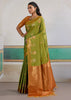 Kiwi Green Woven Tussar Silk Saree