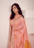 Peach Pink Woven Linen Silk Saree