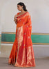 Peel Orange Woven Banarasi Satin Silk Saree