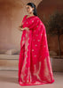 Hot Pink Woven Banarasi Silk Saree