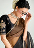 Brown Black Ombre Banarasi Tissue Saree