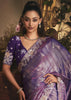 Grape Purple Tissue Organza Designer Saree