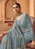 Heritage Blue Designer Tissue Silk Saree