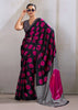 Pink Printed Satin Silk Saree