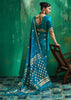 Teal Blue Woven Banarasi Satin Silk Saree