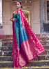 Blue And Pink Woven Banarasi Silk Saree