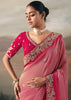 Shades Of Pink Tissue Embroidered Wedding Wear Saree