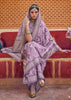 Lavender Purple Floral Printed Silk Saree With Contrast Border