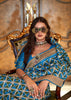 Swedish Blue Printed Patola Silk Saree