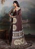 Chocolate Brown Printed Satin Silk Saree