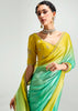 Yellow Green Ombre Banarasi Tissue Saree