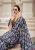 Midnight Black Printed Cotton Silk Saree