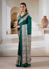 Antique Green Printed Satin Silk Saree