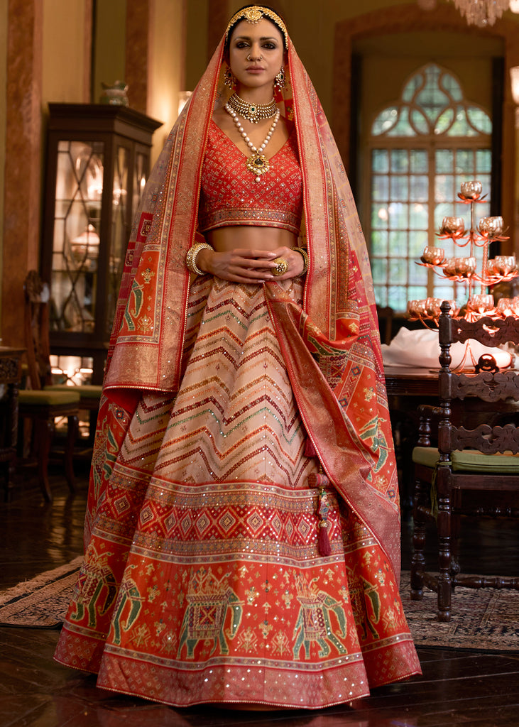Mesmerizing Red Color Bridal Wear Lehanga With Designer Blouse – Fabvilla