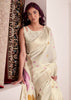 Snow White Woven Linen Silk Saree