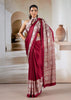 Rich Red Printed Satin Silk Saree