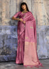 Mauve Pink Woven Banarasi Satin Silk Saree