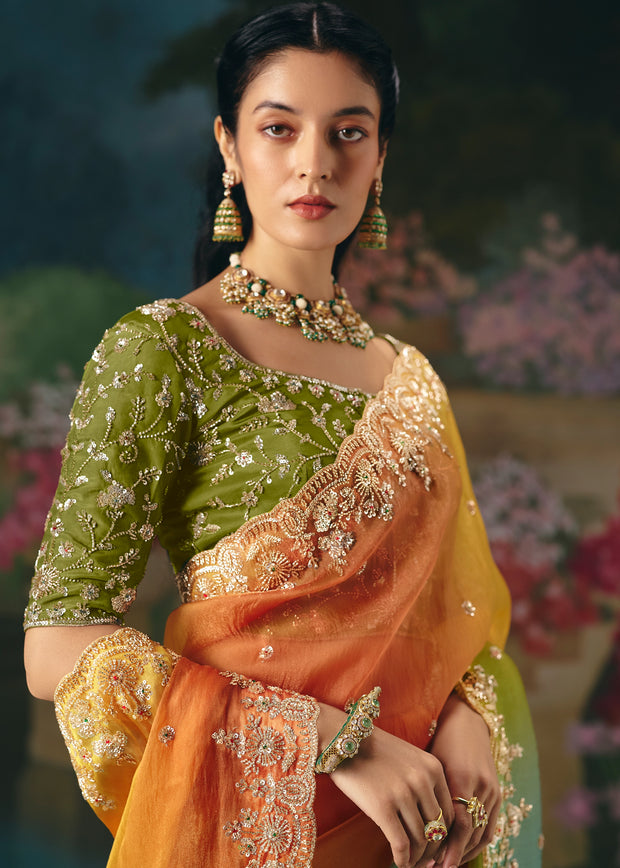 Multicolor Embroidered Designer Saree