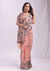 Rose Peach Woven Cotton Linen Silk Saree