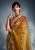 Golden Yellow Designer Silk Saree